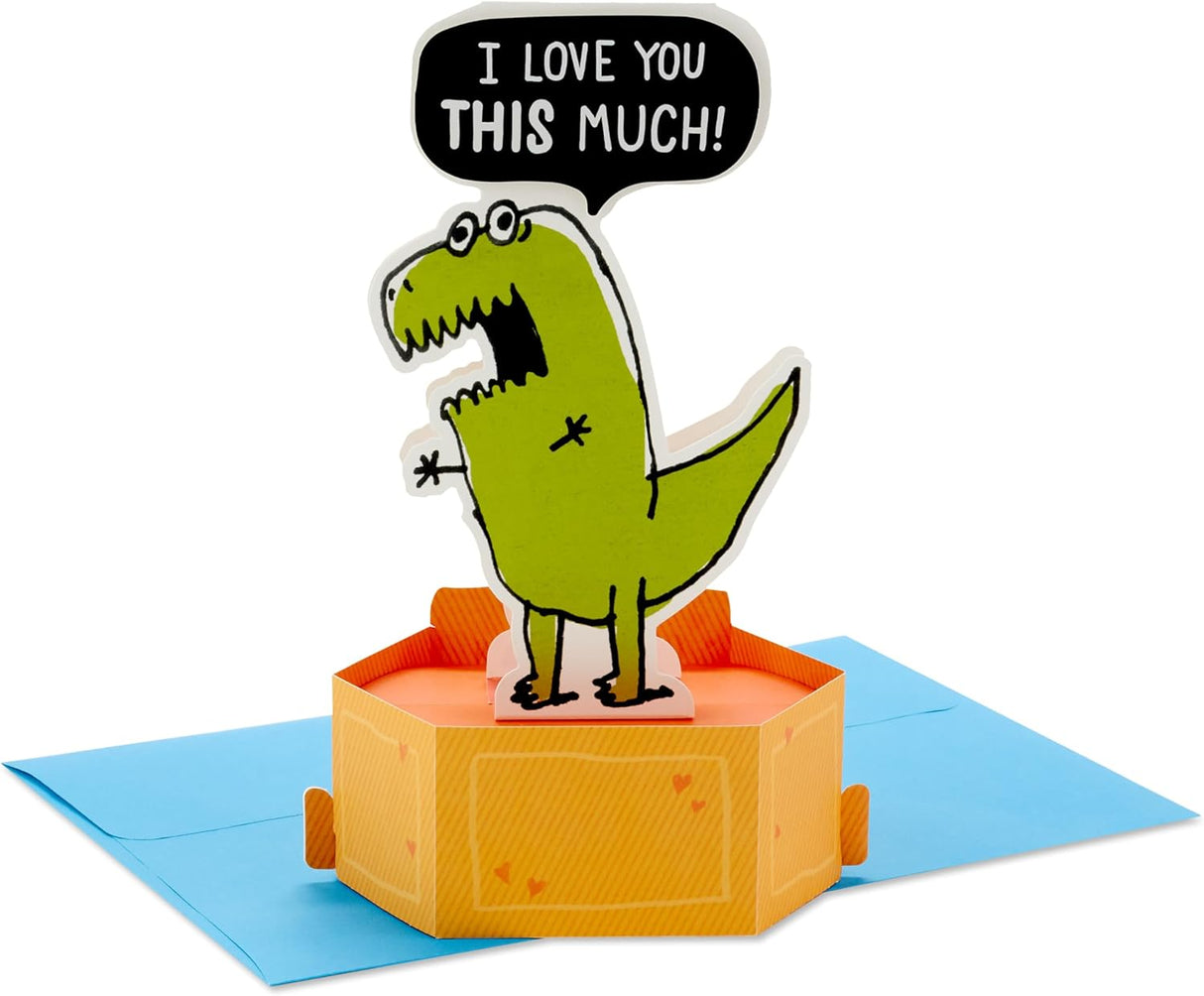 Hallmark Paper Wonder Shoebox Funny Pop Up Birthday Card, Anniversary Card, Fathers Day Card, Mothers Day Card, Love Card (T-Rex)
