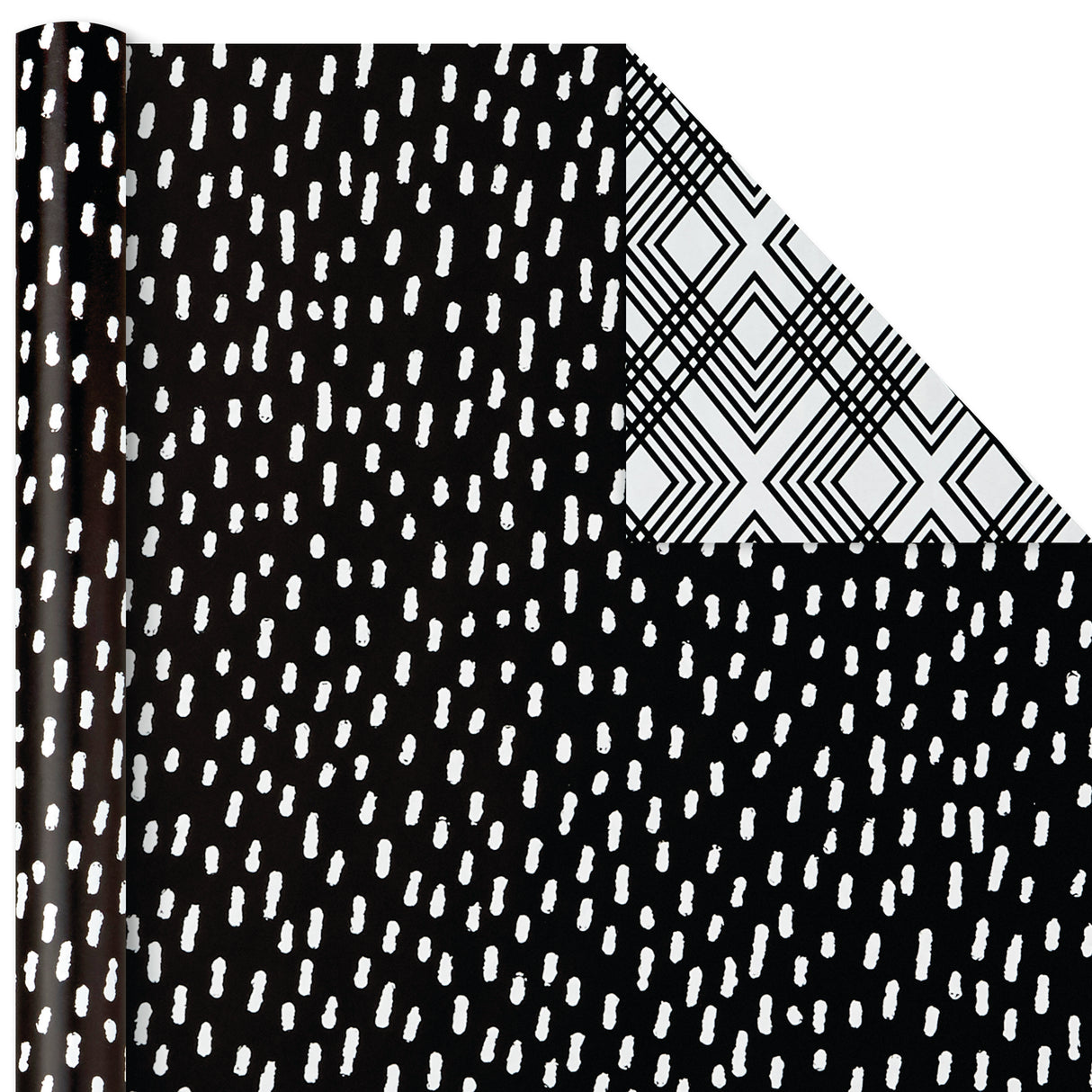 Hallmark All Occasion Reversible Wrapping Paper Bundle - Black and White Flowers and Dots (3-Pack: 75 sq. ft. ttl.) for Birthdays, Weddings, Graduations, Valentine's Day, Anniversaries and More
