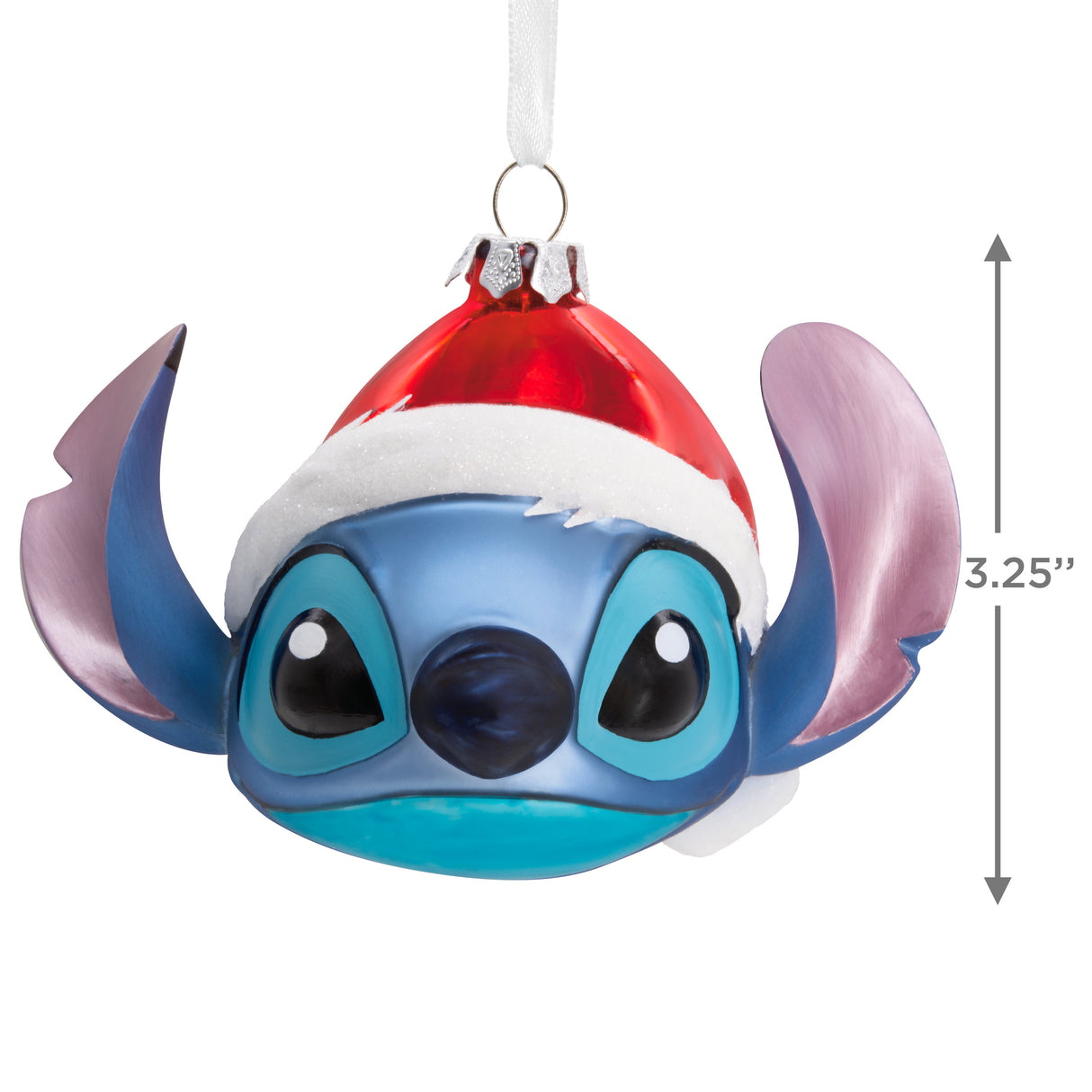 Disney Lilo & Stitch in Santa Hat Christmas Ornament, Blown Glass