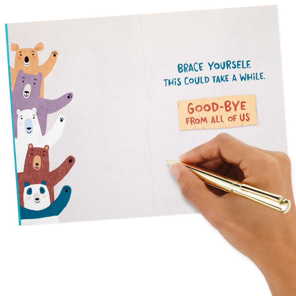 Hallmark Farewell Card from All, Bear Hugs (Retirement Card, Coworker Goodbye Card)