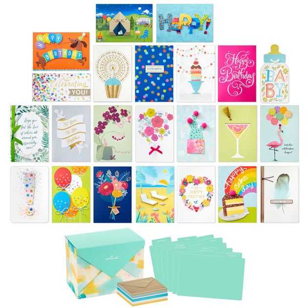Hallmark Pack of 24 Handmade Assorted Boxed Greeting Cards, Watercolor—Birthday Cards, Baby Shower Cards, Wedding Cards, Sympathy Cards, Thinking of You Cards, Thank You Cards
