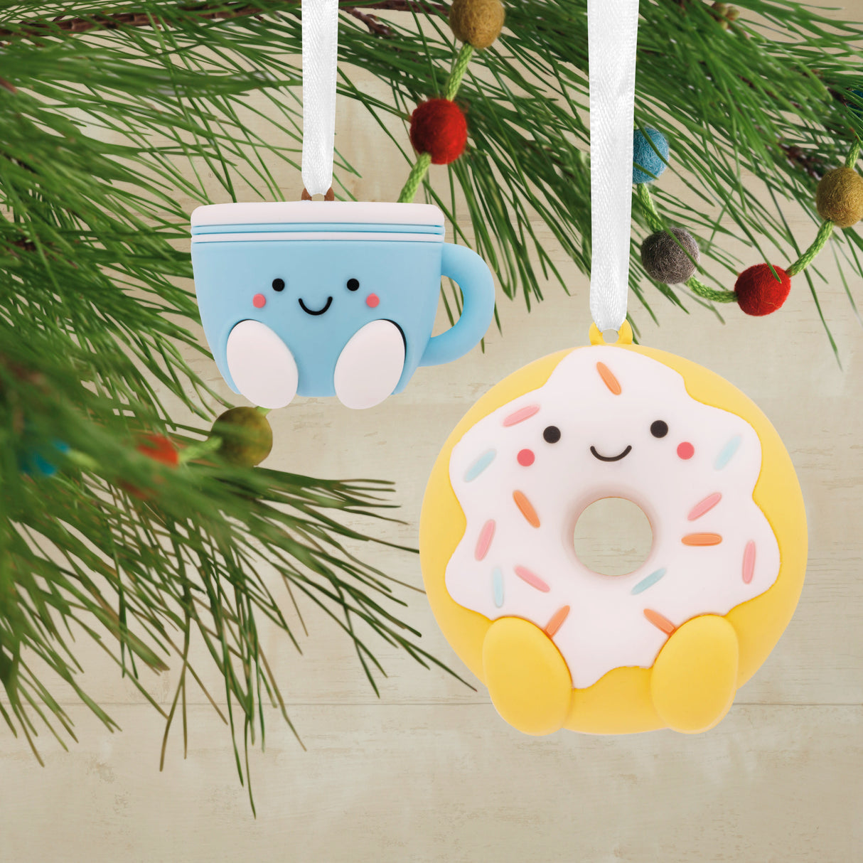 Hallmark Christmas Ornaments (Better Together Coffee and Donut Magnetic), Set of 2