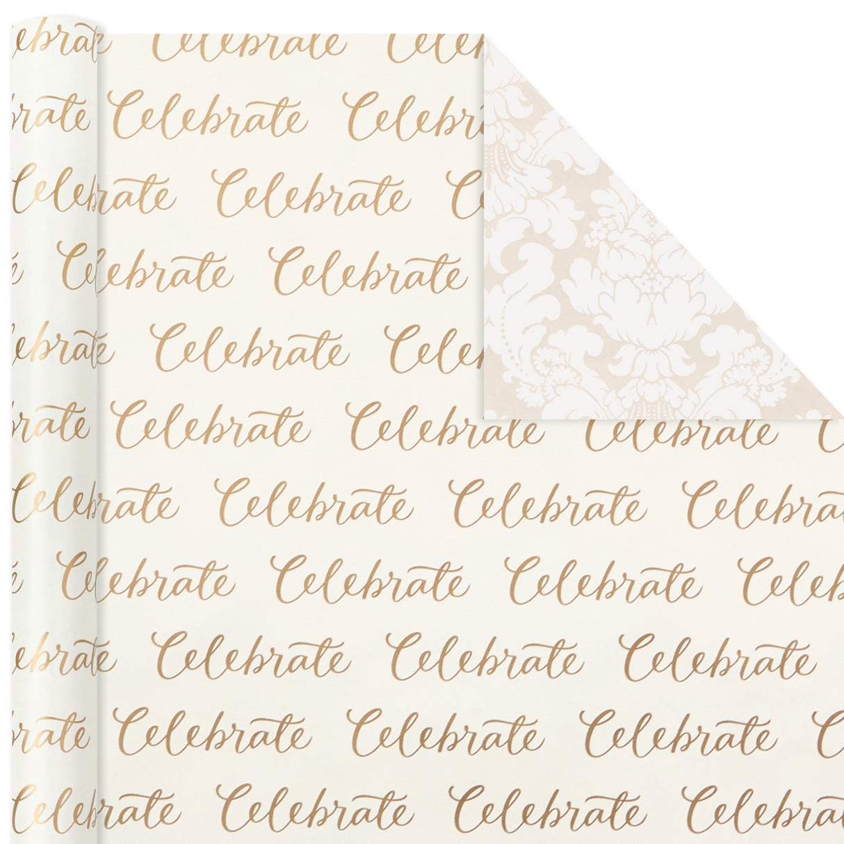 Hallmark All Occasion Reversible Wrapping Paper Bundle - Pastel & Metallic Celebrate (3-Pack: 75 sq. ft. ttl.) for Weddings, Birthdays, Baby Showers, Bridal Showers, Valentine's Day and More