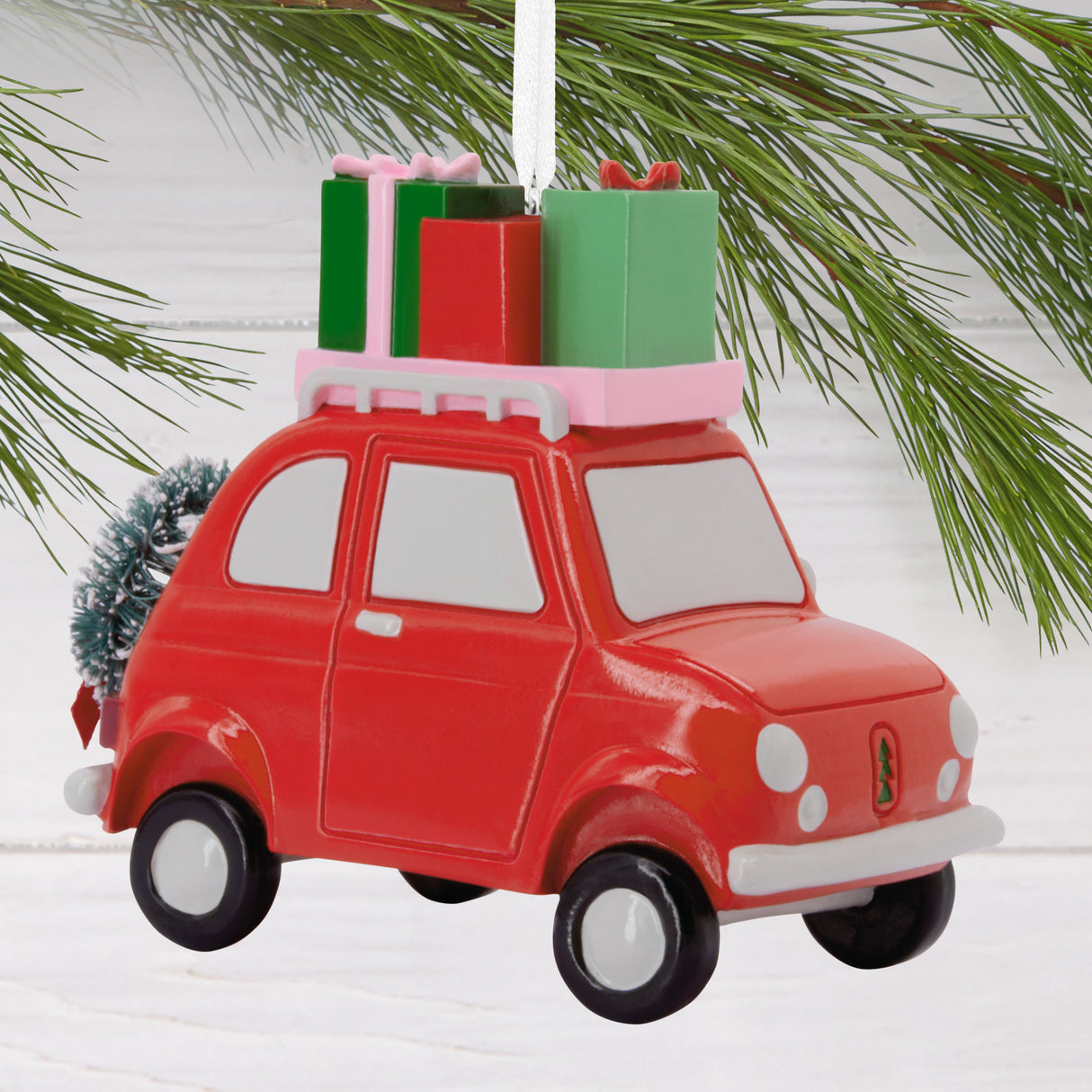 Red Car With Presents Christmas Ornament
