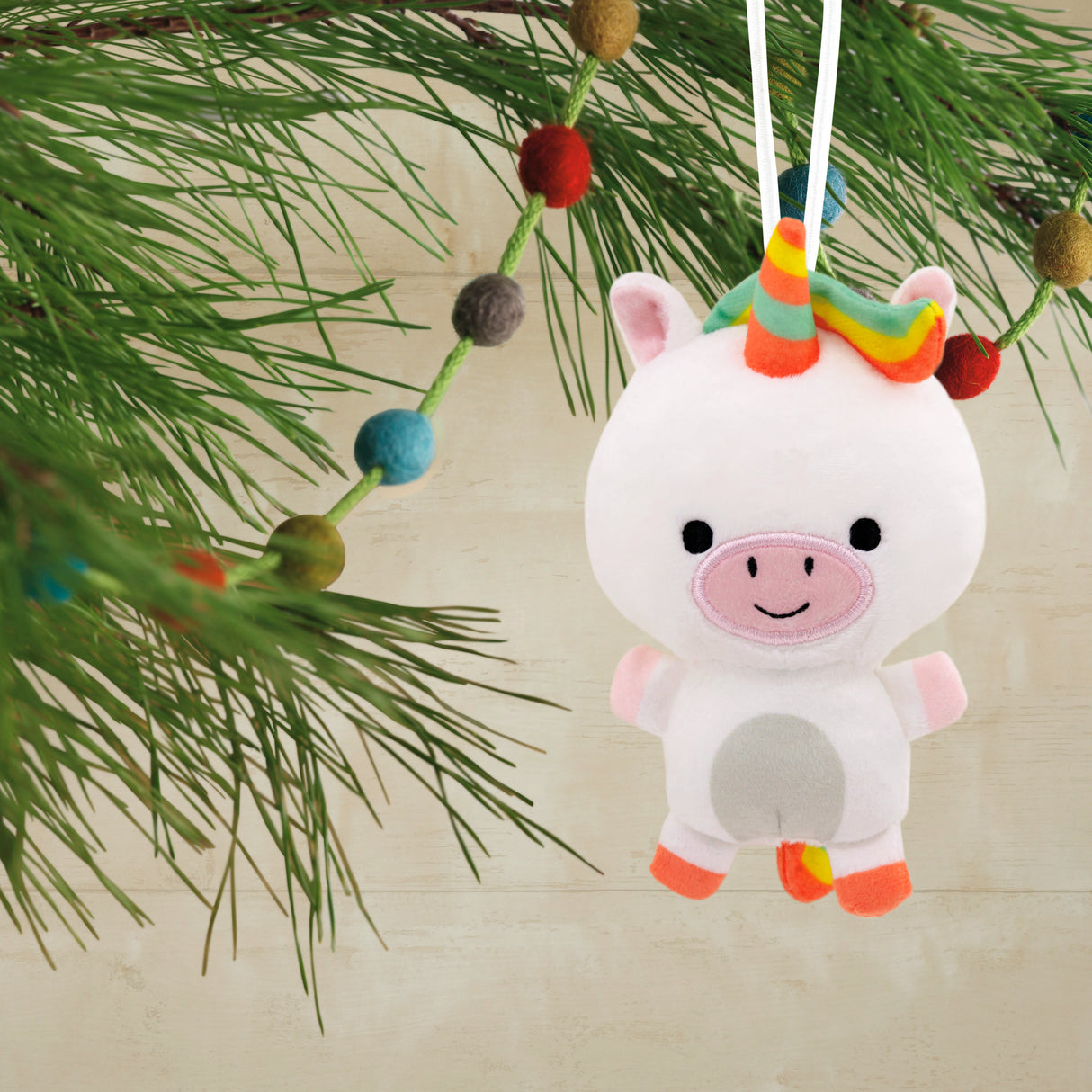 Hallmark Christmas Ornament (Unicorn With Rainbow Mane, Plush Fabric)