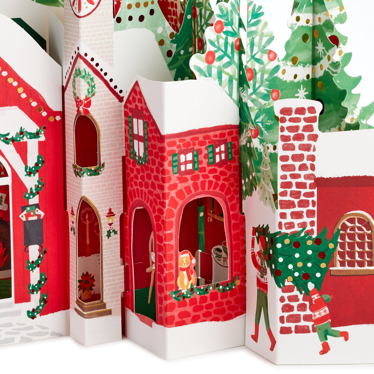 Hallmark Paper Wonder Pop Up Jumbo Christmas Card Holiday Tabletop Decor (Accordion Fold Christmas Village)