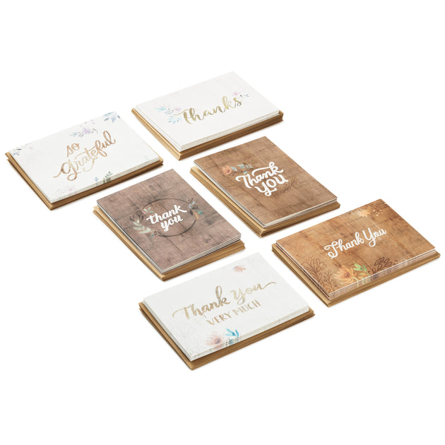 Hallmark Thank You Cards Assortment, Rustic Flowers (48 Thank You Notes with Envelopes)