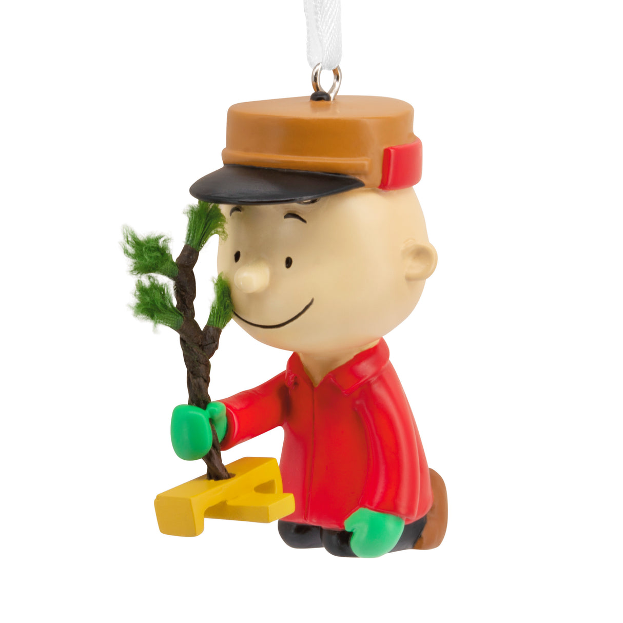 Hallmark Christmas Ornament (Peanuts Charlie Brown Kneeling With Tree)
