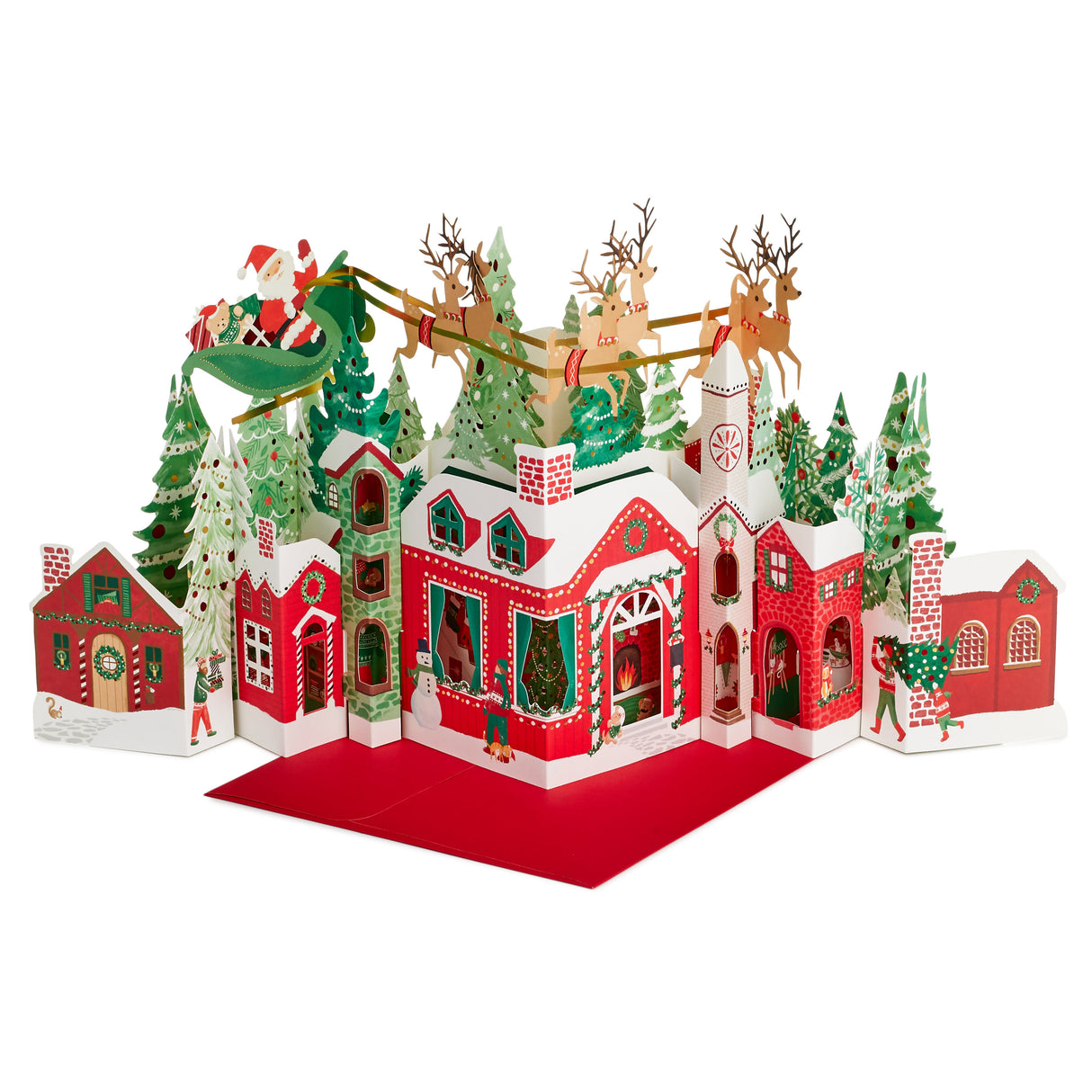 Hallmark Paper Wonder Pop Up Jumbo Christmas Card Holiday Tabletop Decor (Accordion Fold Christmas Village)
