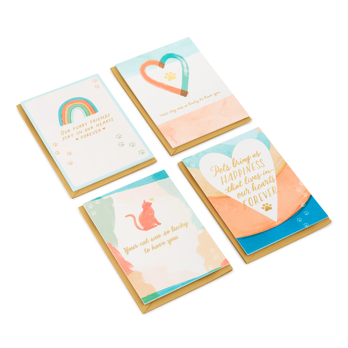 Pet Sympathy Cards Assortment, Hearts and Rainbows (16 Cards and Envelopes)