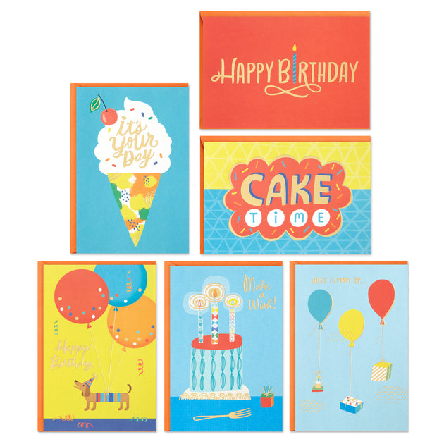 Hallmark Birthday Cards Assortment, 36 Cards with Envelopes (Cake, Ice Cream, Balloons)