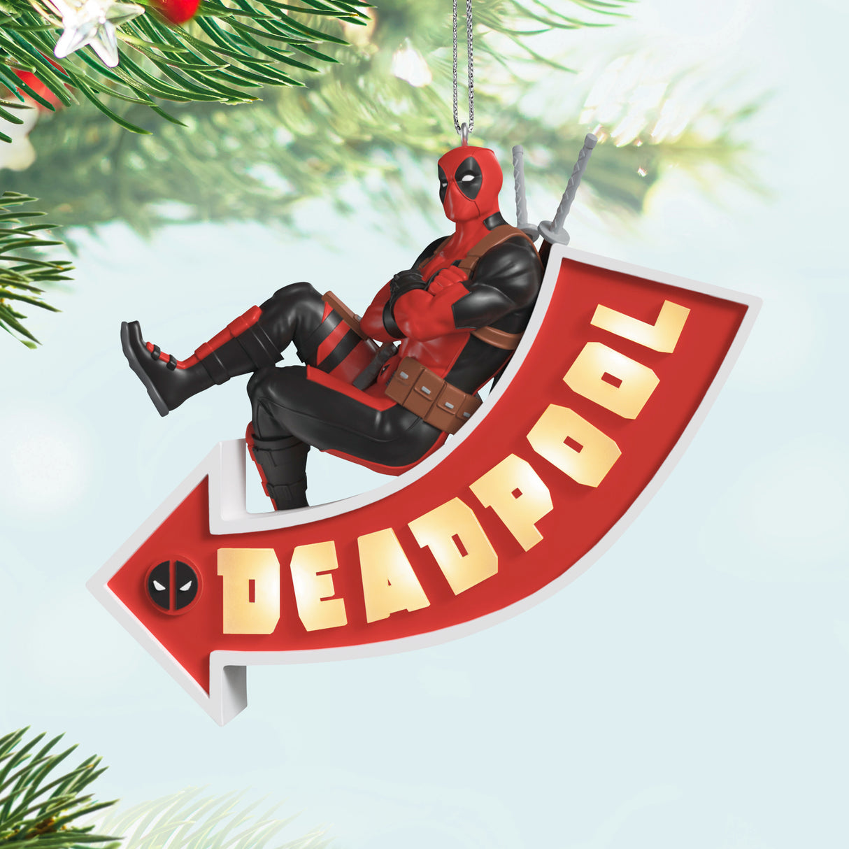 Hallmark Keepsake Christmas Ornament (Marvel Deadpool It's a Sign! With Light)
