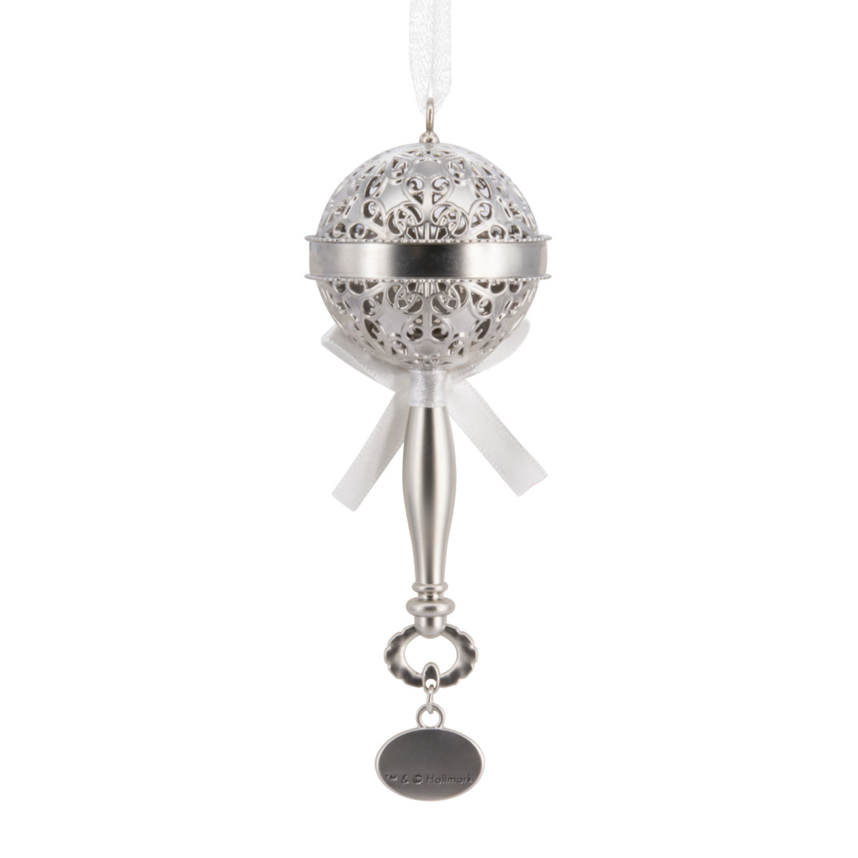 Hallmark Christmas Ornament (1er Noël de Bébé Silver Baby Rattle 2025, Metal)