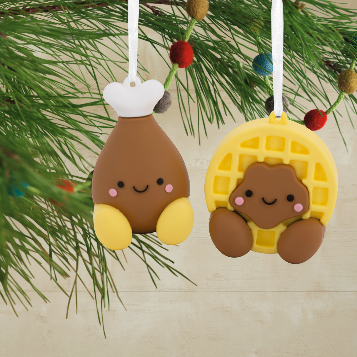 Hallmark Christmas Ornaments (Better Together Chicken and Waffle Magnetic), Set of 2