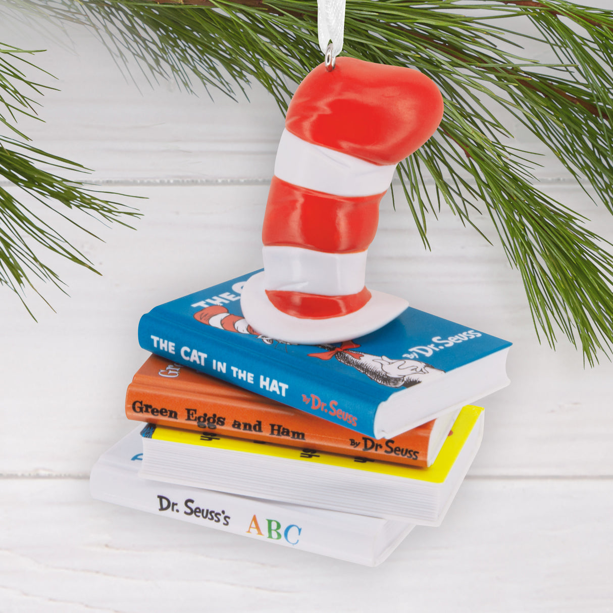 Hallmark Christmas Ornament (Dr. Seuss Hat on Books)