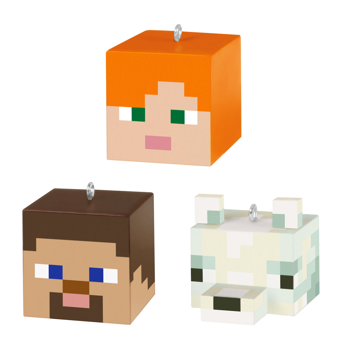 Hallmark Keepsake Mini Christmas Ornaments (Minecraft Alex, Steve and Arctic Fox), Set of 3