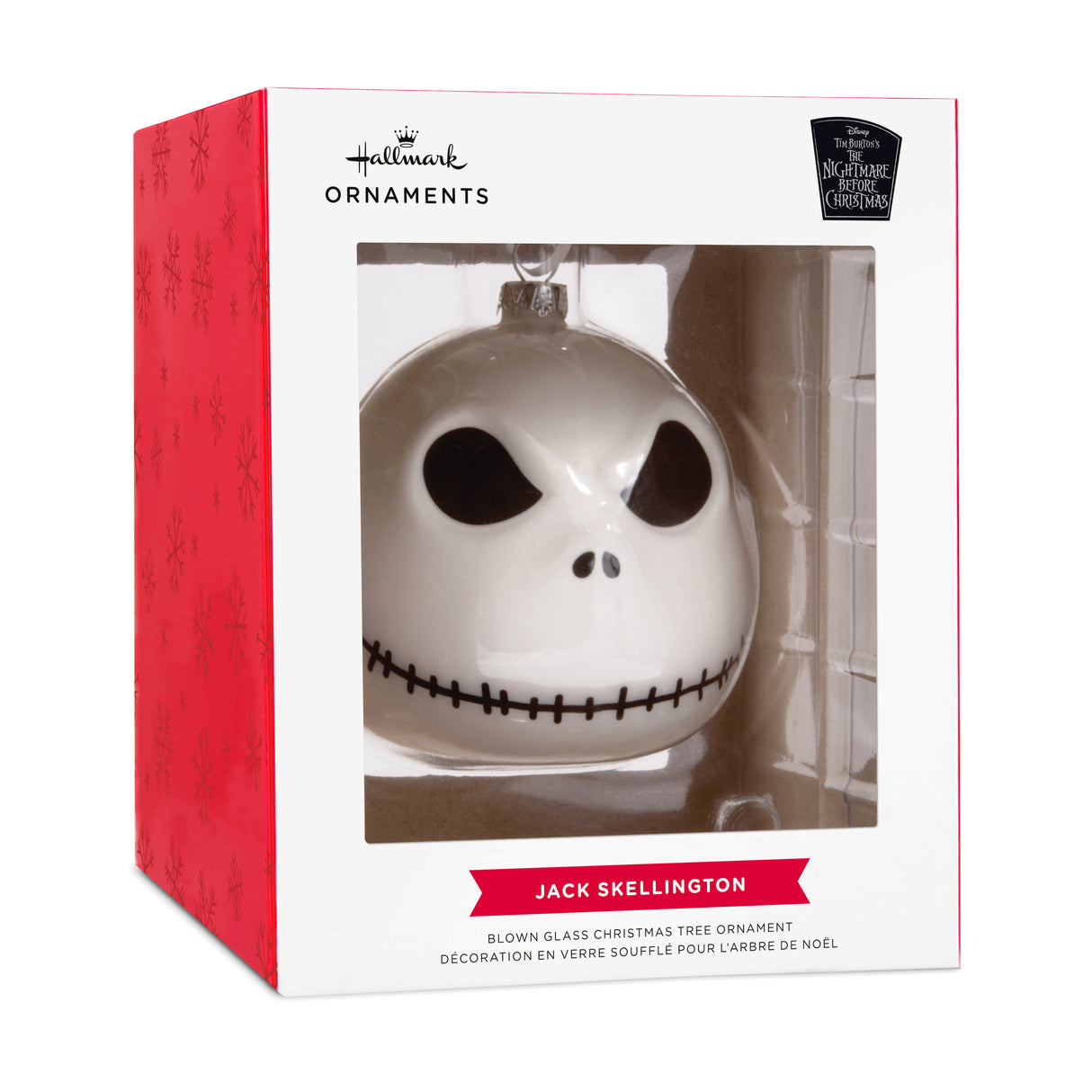 Disney Tim Burton's The Nightmare Before Christmas Jack Skellington Christmas Ornament, Blown Glass