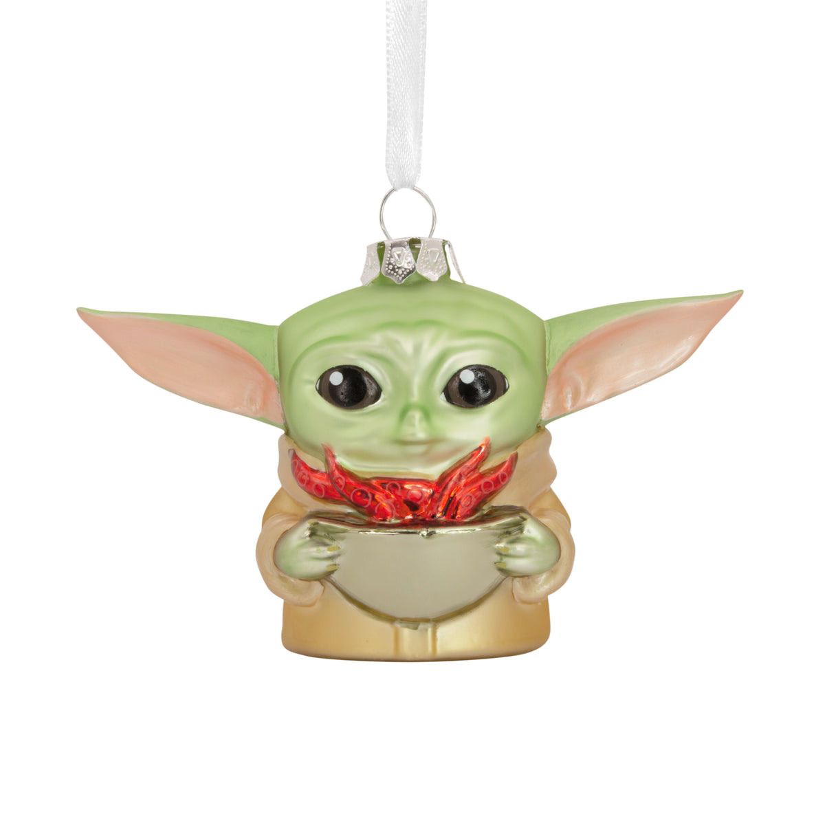 Star Wars: The Mandalorian Grogu Holding Cup Christmas Ornament, Blown