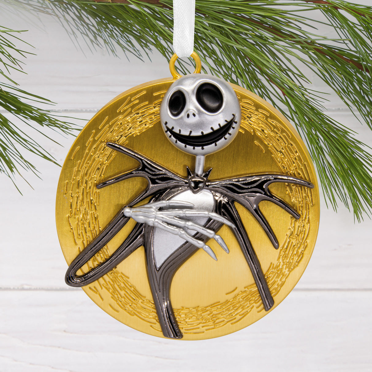 Hallmark Christmas Ornament (Disney Tim Burton's The Nightmare Before Christmas Jack Skellington on Moon, Metal)