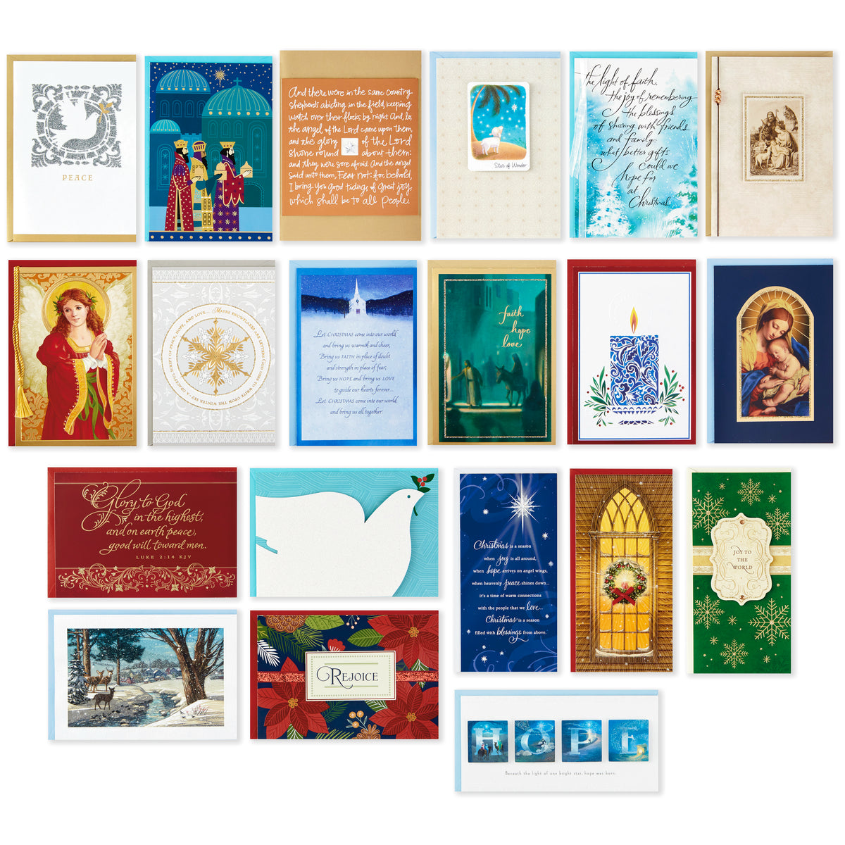 Assorted Religious Handmade Boxed Christmas Cards (Set of 20 Premium H