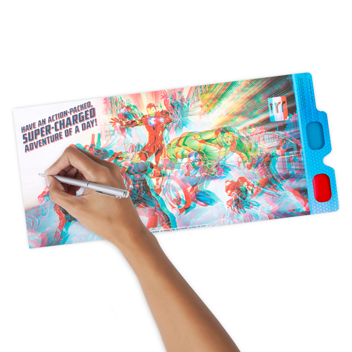 Avengers Birthday Card with 3D Stickers and Glasses (Avengers Assemble!)