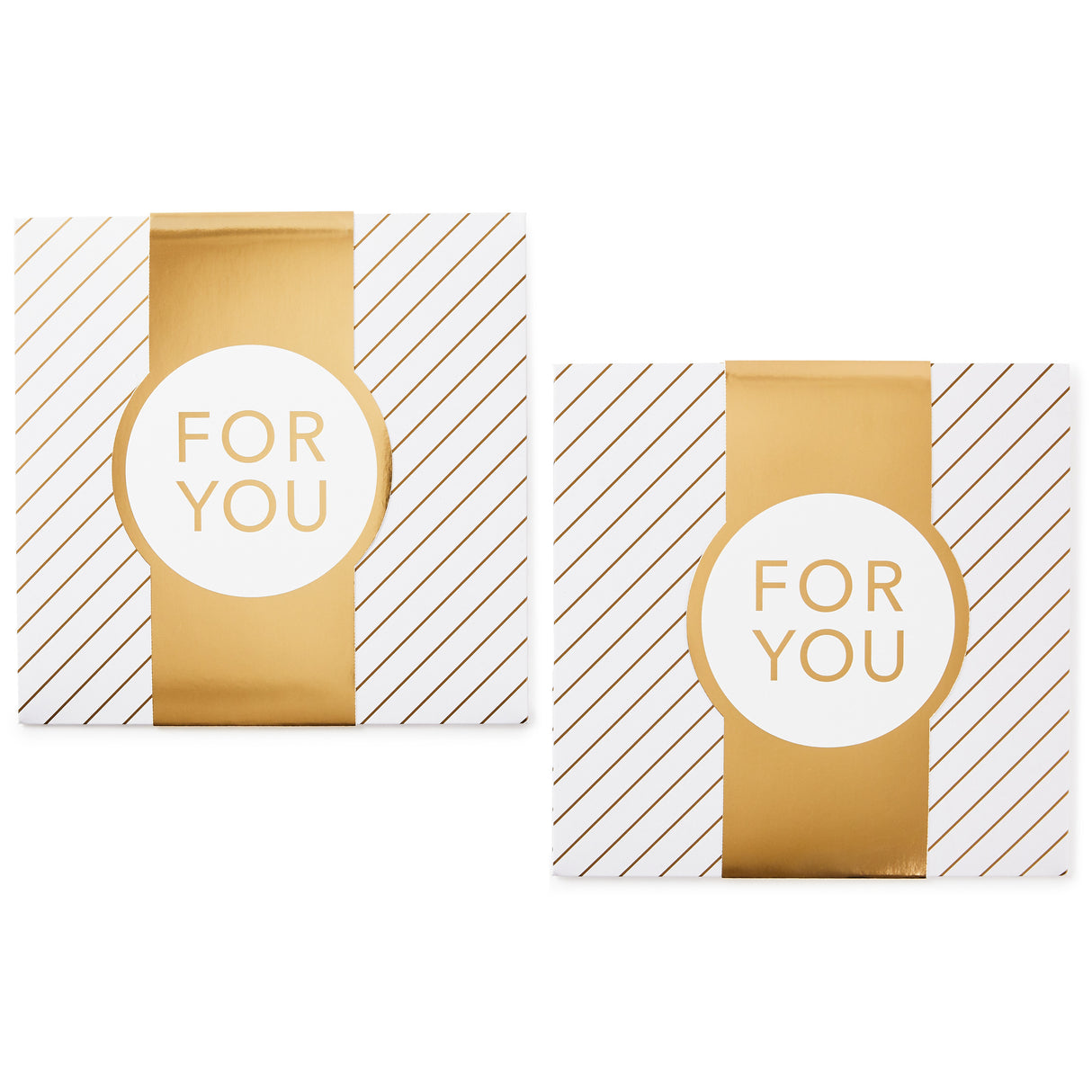 Hallmark 10" Large Gift Boxes with Wrap Bands (2-Pack: White and Gold, "For You") for Weddings, Graduations, Valentine's Day, Christmas, Hanukkah, Birthdays