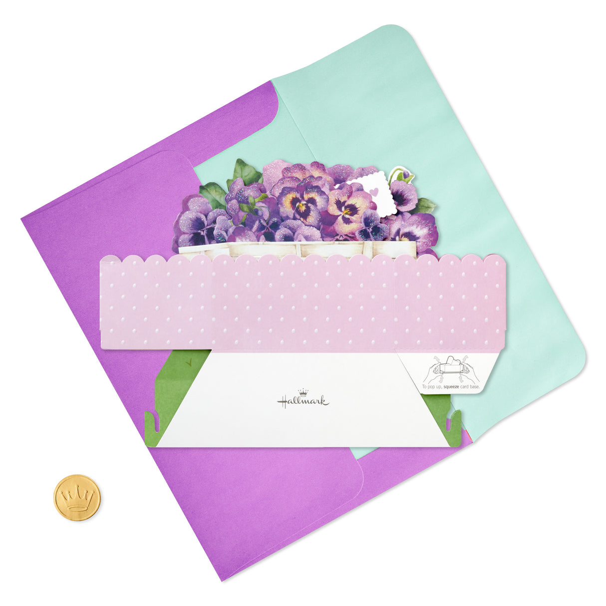 Paper Wonder Pop Up Birthday Card for Women (Cart of Pansies)