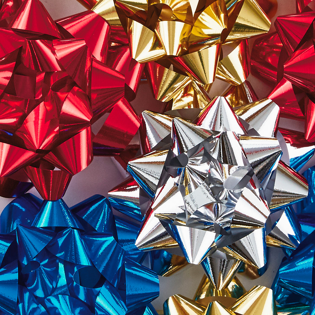 Holiday Gift Bow Assortment (12 Bows) Sparkly Red, Blue, Gold, White for Christmas, Hanukkah, Birthdays, Weddings, Bridal Showers