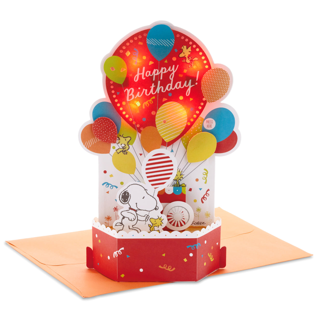 Paper Wonder Peanuts Pop Up Birthday Card with Music (Snoopy, Birthday Balloons)