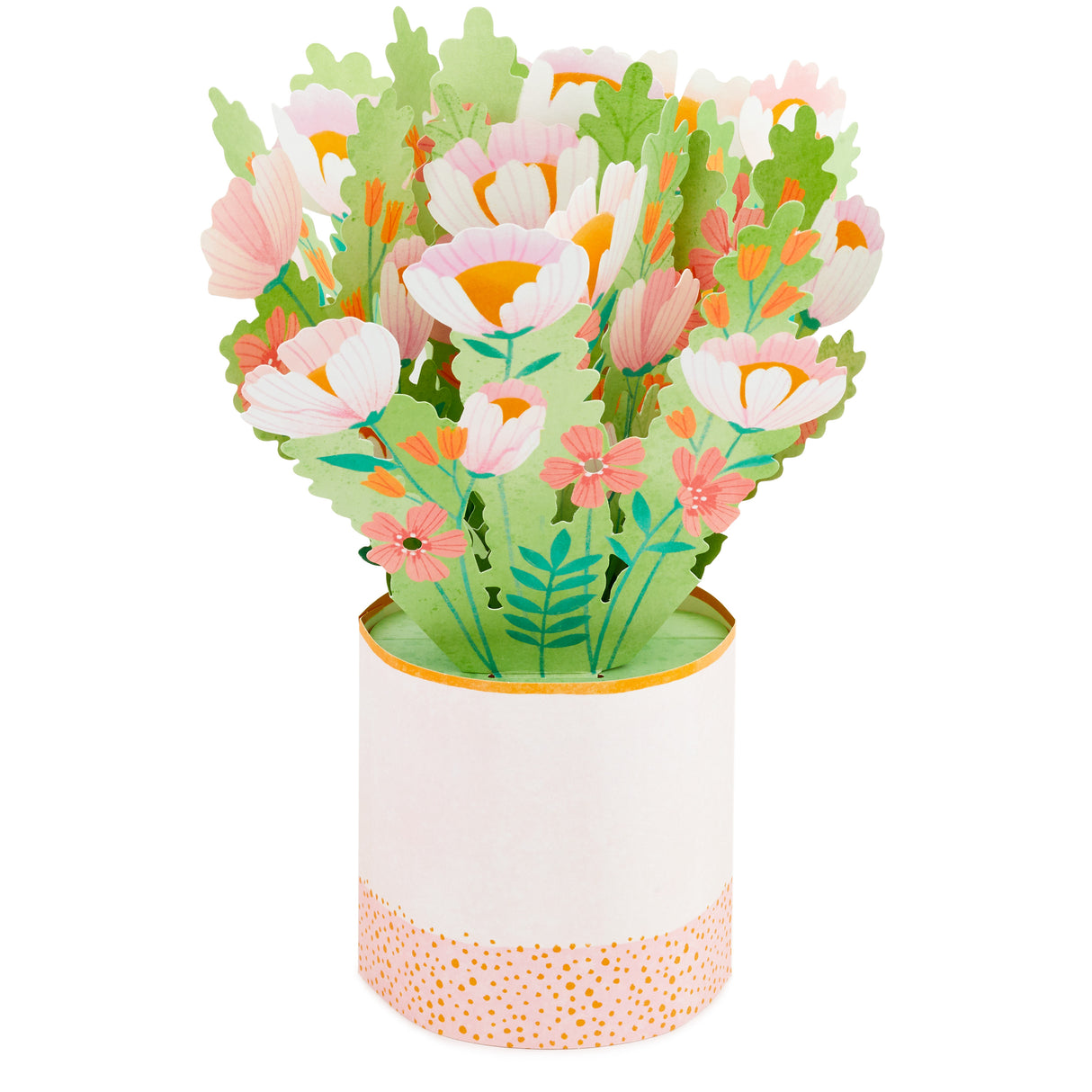 Paper Wonder Displayable Pop Up Birthday Card for Mom or Mothers Day Card (Pink and Gold Bouquet)