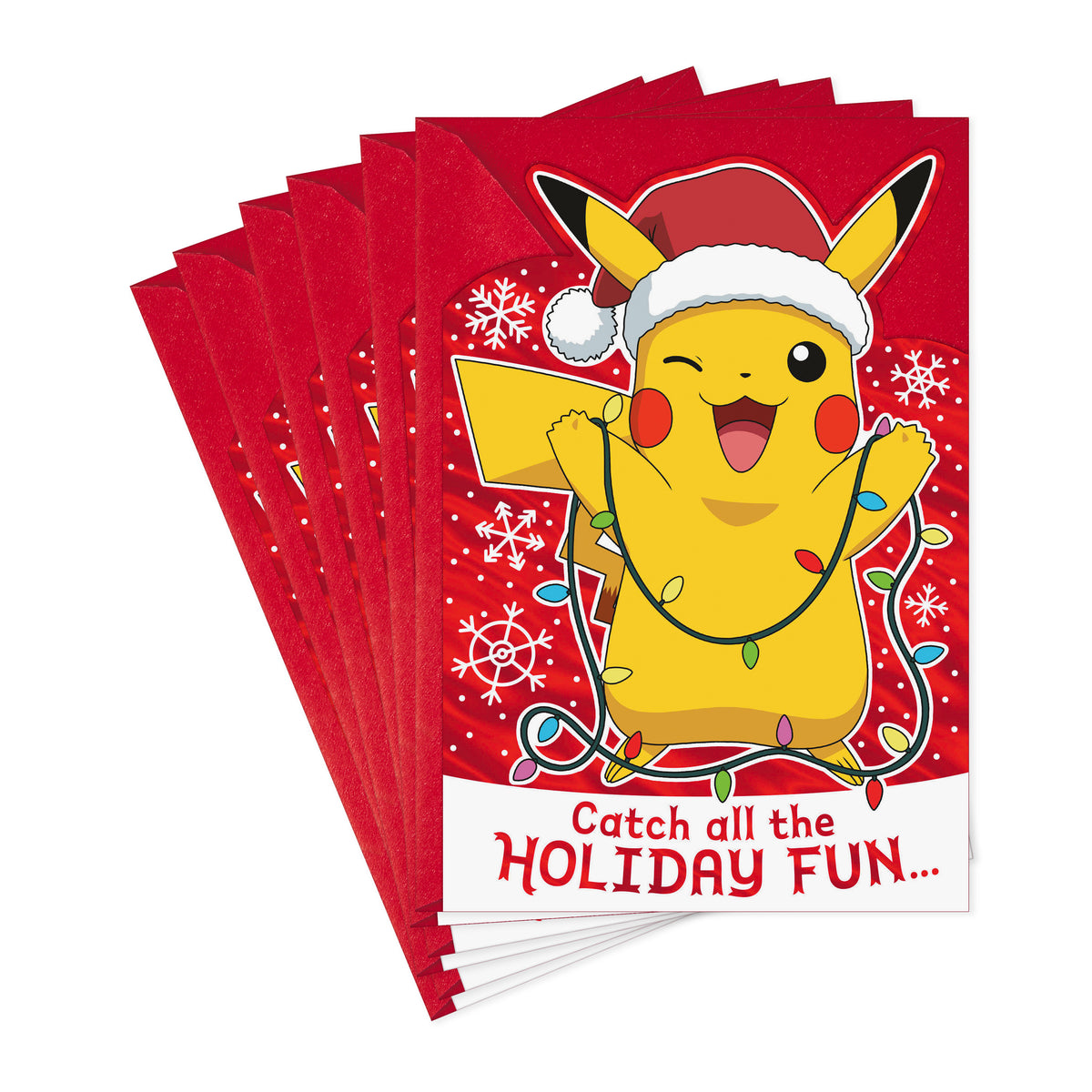 Hallmark Pack of Pokémon Christmas Cards, Pikachu Christmas Lights (4