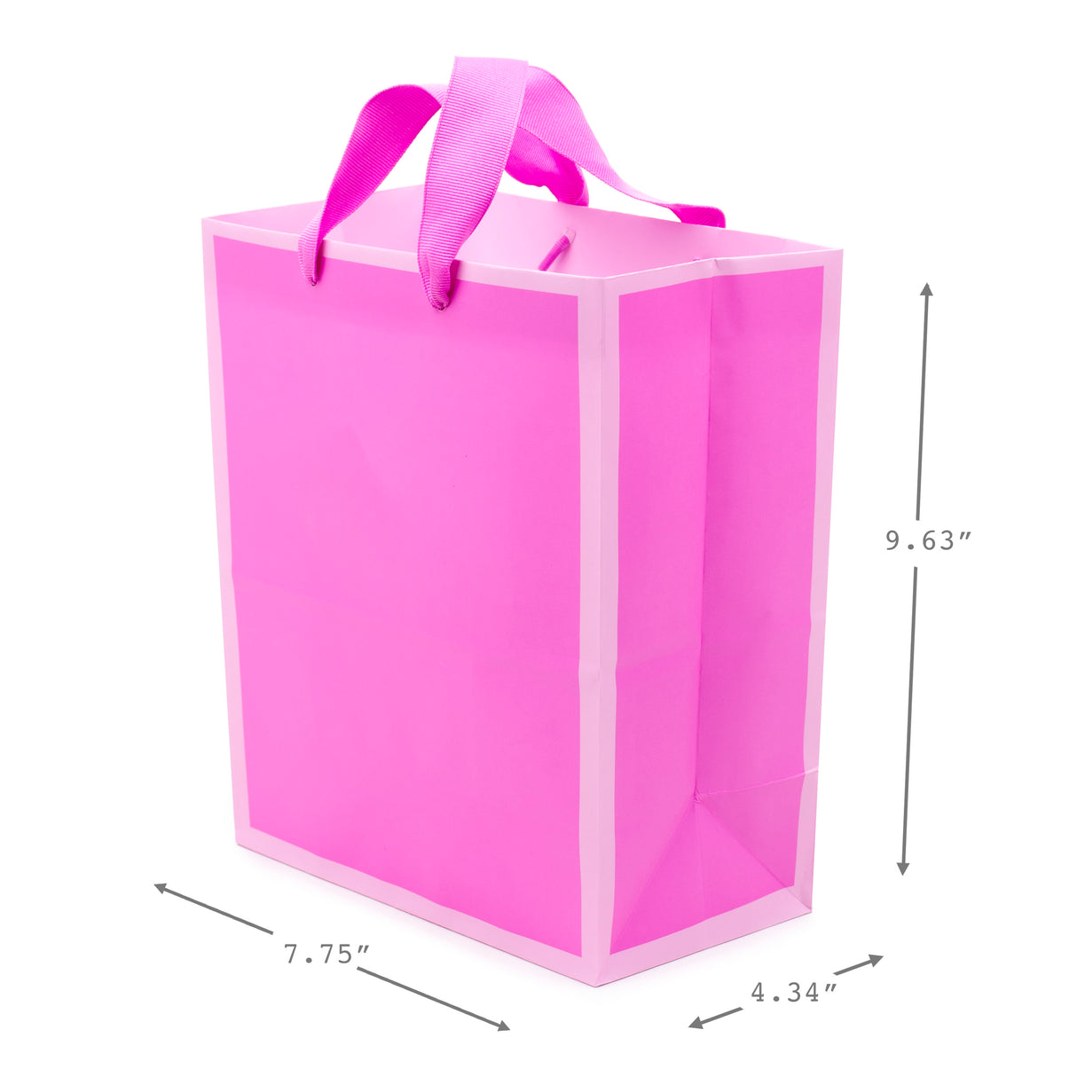 9" Medium Solid Color Gift Bags - Pack of 4 in Red, Blue, Light Pink and Hot Pink for Birthdays, Baby Showers, Retirements or Any Occasion