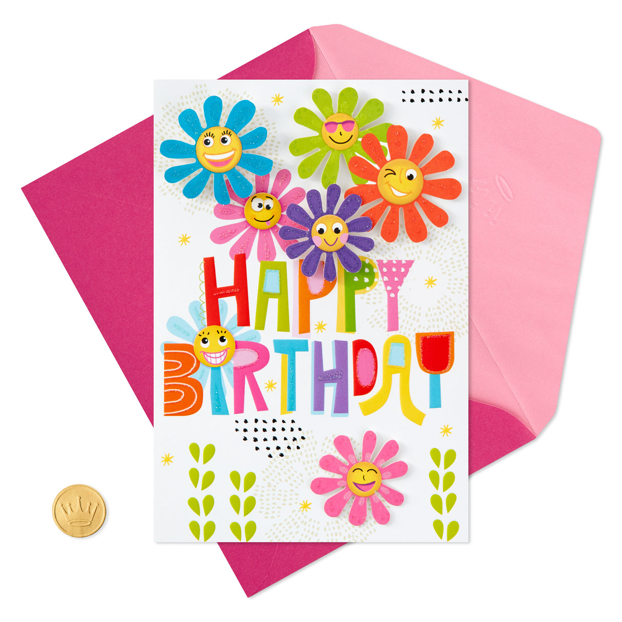 Birthday Card for Girls (Retro Flowers)