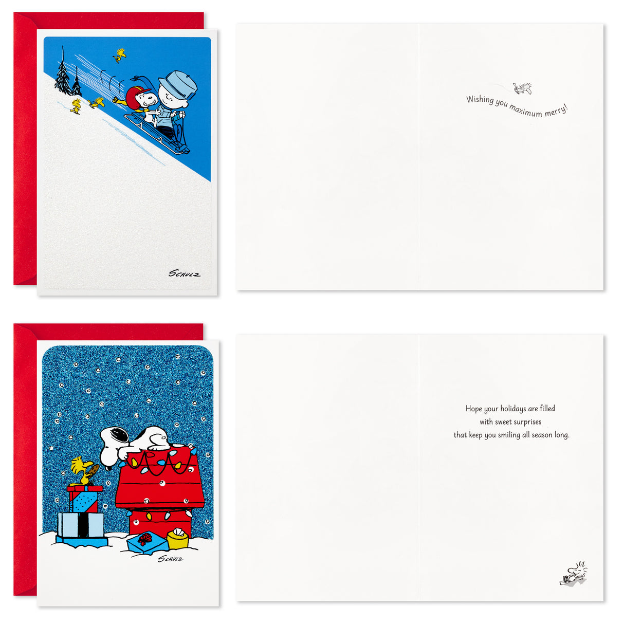 Peanuts Boxed Christmas Cards Assortment, Classic Comics (4 Designs, 16 Cards and Envelopes)