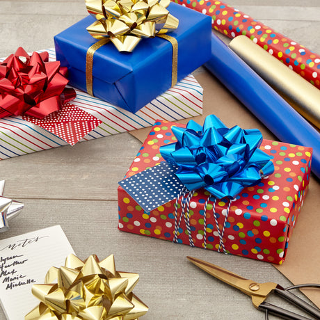 Holiday Gift Bow Assortment (12 Bows) Sparkly Red, Blue, Gold, White for Christmas, Hanukkah, Birthdays, Weddings, Bridal Showers