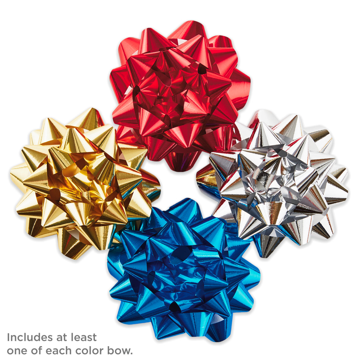 Holiday Gift Bow Assortment (12 Bows) Sparkly Red, Blue, Gold, White for Christmas, Hanukkah, Birthdays, Weddings, Bridal Showers
