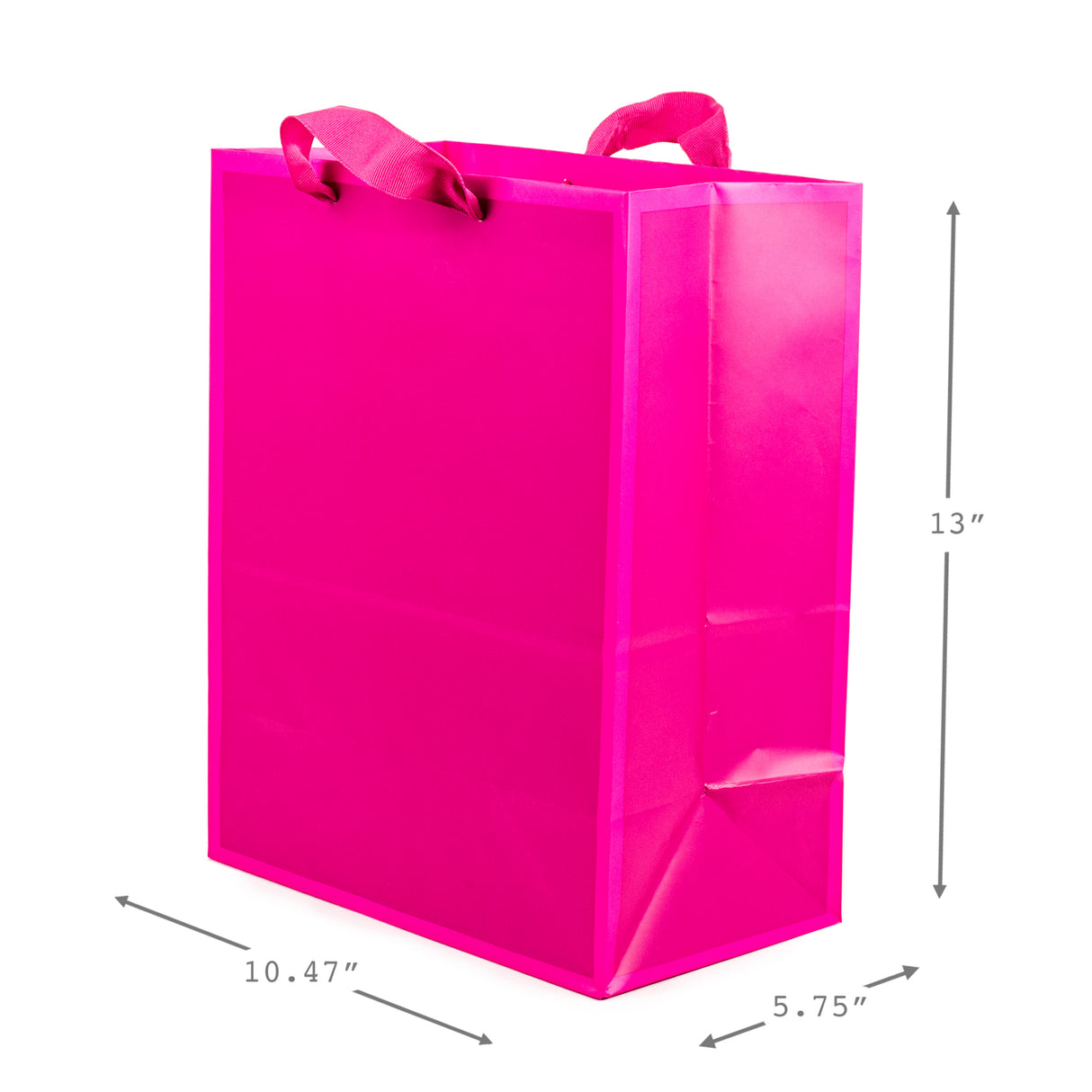 13" Large Solid Color Gift Bags - Pack of 3 (Red, Blue, Hot Pink) for Birthdays, Baby Showers, Holidays and More