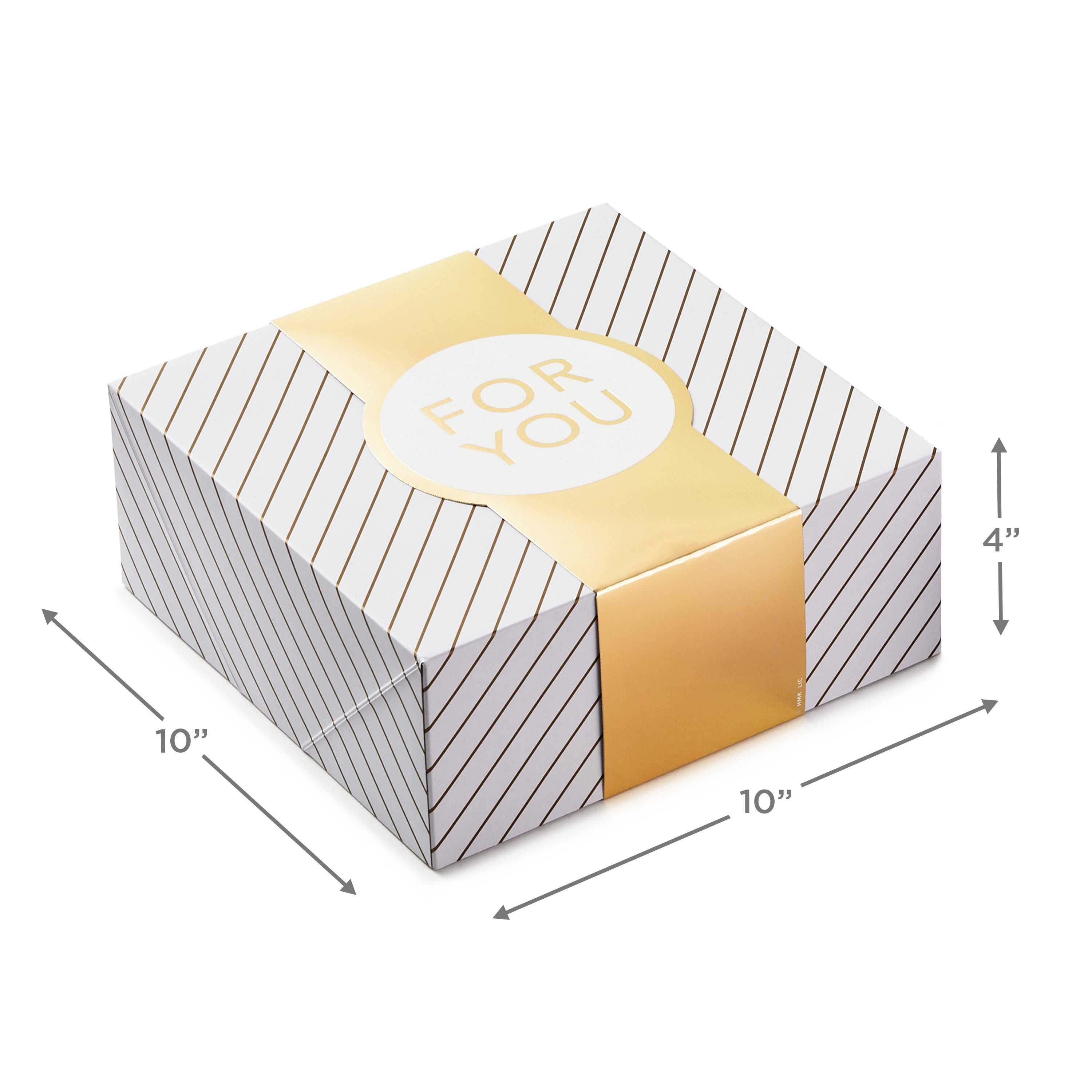 Hallmark 10" Large Gift Boxes with Wrap Bands (2-Pack: White and Gold, "For You") for Weddings, Graduations, Valentine's Day, Christmas, Hanukkah, Birthdays