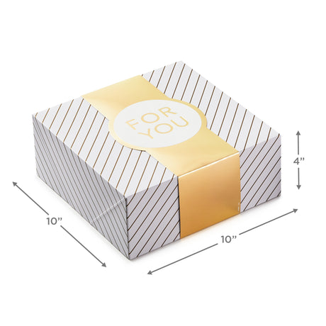 Hallmark 10" Large Gift Boxes with Wrap Bands (2-Pack: White and Gold, "For You") for Weddings, Graduations, Valentine's Day, Christmas, Hanukkah, Birthdays