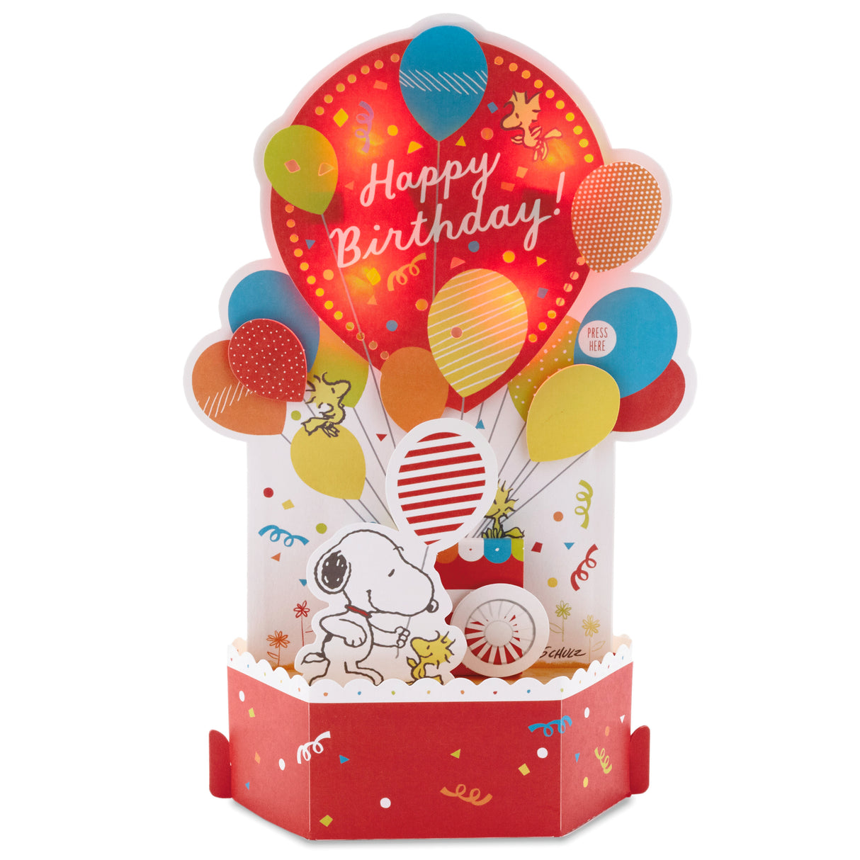 Paper Wonder Peanuts Pop Up Birthday Card with Music (Snoopy, Birthday Balloons)