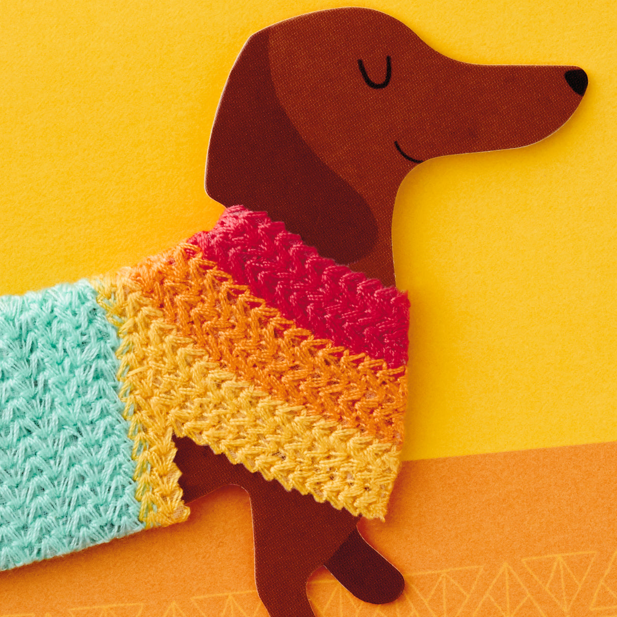Signature Birthday Card with Removable Dachshund Magnet (Dog in Sweater)