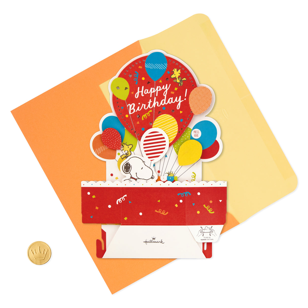 Paper Wonder Peanuts Pop Up Birthday Card with Music (Snoopy, Birthday Balloons)