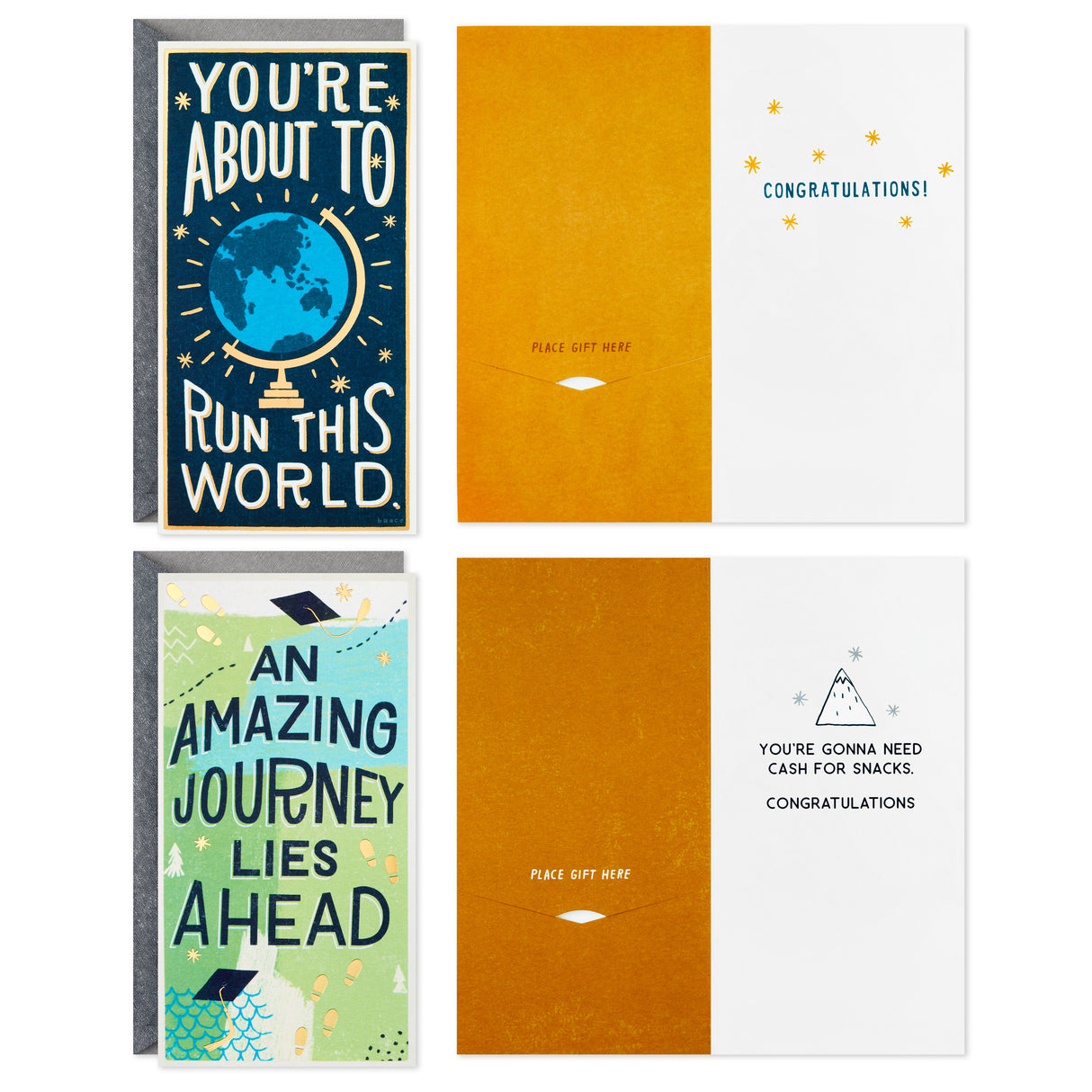 Graduation Money Holder or Gift Card Holder Cards Assortment, You're Amazing (4 Cards with Envelopes)