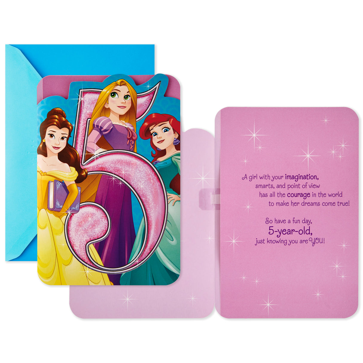 5th Birthday Card with Sound for Girl (Disney Princesses)
