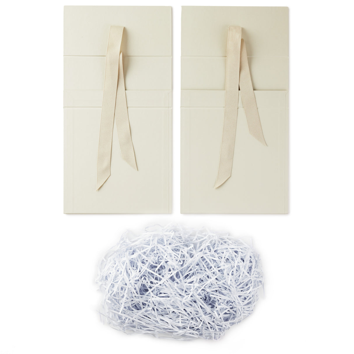 Hallmark Foldable Gift Box Bundle (2 Matching Boxes with Ribbon: Pearl White) for Weddings, Bridesmaids Gifts, Bridal Showers, Graduations