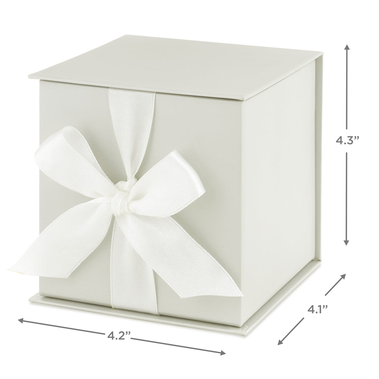 Hallmark 4" Small Gift Box with Bow and Shredded Paper Fill (Off-White) for Weddings, Graduations, Christmas, Bridesmaids Gifts