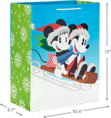 Hallmark Mickey and Minnie Christmas Gift Bags in Assorted Sizes (4 Bags: 2 Medium 9", 2 Large 13") for Kids, Grandchildren, Disney Fans and Collectors