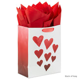 Hallmark 13" Large Valentine's Day Gift Bag with Tissue Paper (White with Red Watercolor Hearts) for Wife, Girlfriend, Sister, Mom, Daughter, Best Friend