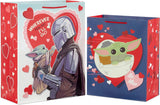 Hallmark Star Wars The Mandalorian Valentine's Day Gift Bag Set (2 Bags: 1 Large 13", 1 Extra Large 15") Grogu, Baby Yoda, for Kids, Husbands, Fans