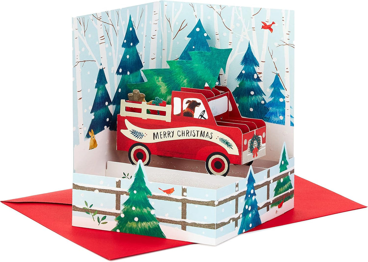 Hallmark Paper Wonder Displayable Pop Up Christmas Card (Red Truck)